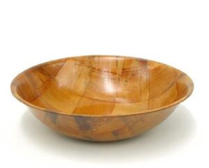 round woven wood snack or salad bowl: 10"