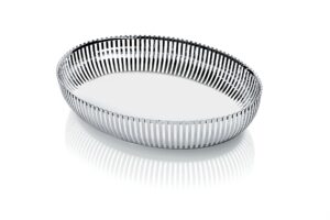 alessi oval basket in 18/10 stainless steel mirror polished, silver