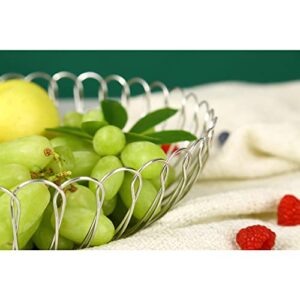 YBM HOME Fruit Basket Bowl for Kitchen Counter, Cabinet, and Pantry - Decorative Countertop Centerpiece Stainless Steel Wire Design Perfect as Fruit, Vegetable, Bread Storage Bowl Holder, 12112