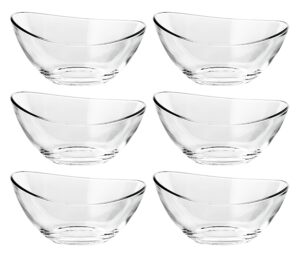 barski - european quality - glass - set of 6 - small bowls -could be used for small fruit/nut/dessert - each bowl is 4" length x 3.3" width - made in europe