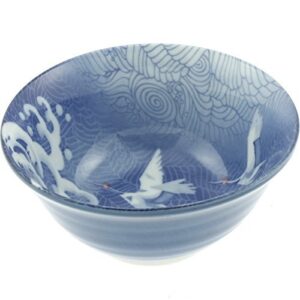 123kotobukijapanstore japanese 6" tayo blue wave/cranes bowl