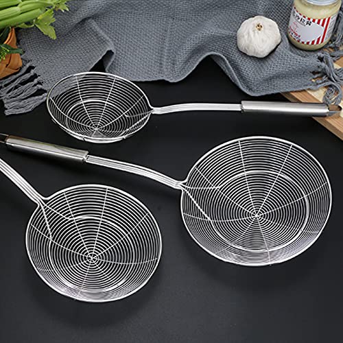 TENTA TENTA KITCHEN Solid Stainless Steel Spider Strainer Skimmer Ladle for Cooking and Frying, Kitchen Utensils Wire Strainer Pasta Strainer Spoon. (7 inch 1pc)