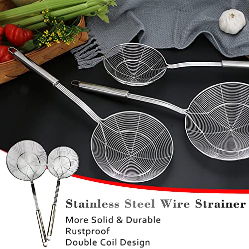 TENTA TENTA KITCHEN Solid Stainless Steel Spider Strainer Skimmer Ladle for Cooking and Frying, Kitchen Utensils Wire Strainer Pasta Strainer Spoon. (7 inch 1pc)