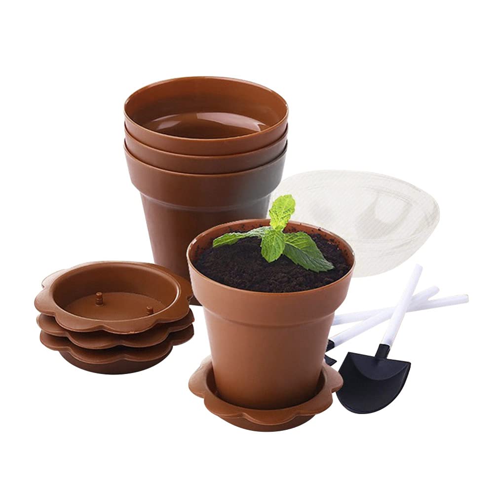 DOITOOL Cupcakes Flowers Dessert Cups 20pcs Flowerpot Dessert Cups Cupcake Holders with Lids Shovel Spoon Ice Cream Containers for Yogurt Pudding Mousse DIY Baking Clear Plant Pot Seedling Pot