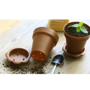 DOITOOL Cupcakes Flowers Dessert Cups 20pcs Flowerpot Dessert Cups Cupcake Holders with Lids Shovel Spoon Ice Cream Containers for Yogurt Pudding Mousse DIY Baking Clear Plant Pot Seedling Pot