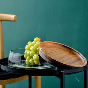 Glass Fruit/Snack Bowl Nordic Style with Acacia Wood Lid/Serving Tray