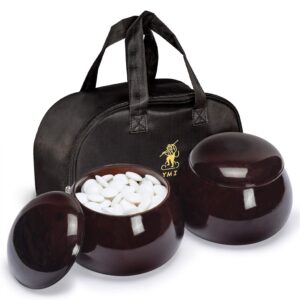 yellow mountain imports double convex melamine go game stones set with jujube bowls - size 33 (9 millimeters)