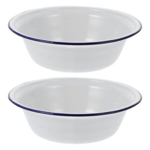 2pcs enamel soup bowl vintage enameled basin retro enameled bowl enamel mixing bowl enamelware salad serving bowl ramen basin