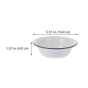 2Pcs Enamel Soup Bowl Vintage Enameled Basin Retro Enameled Bowl Enamel Mixing Bowl Enamelware Salad Serving Bowl Ramen Basin