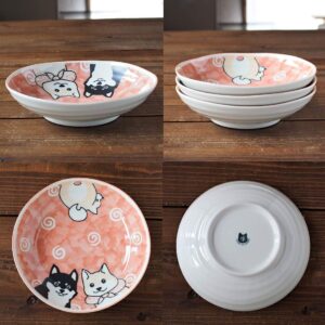 minoru touki minoware Shiba Inu Dog Design Shallow Bowl 2-Color Set (Pink Blue) Made in Japan