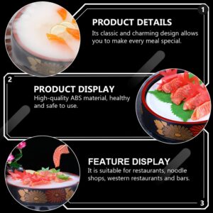 Hemoton Japanese Sushi Tray Dip On Ice Bowl Round Sushi Serving Tray Japanese Style Seafood Sashimi Plate Salad Dessert Dip Chiller Ice Chamber Bowl for Restaurant Picnics Parties Snack Food Plate