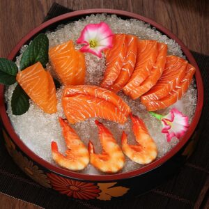 Hemoton Japanese Sushi Tray Dip On Ice Bowl Round Sushi Serving Tray Japanese Style Seafood Sashimi Plate Salad Dessert Dip Chiller Ice Chamber Bowl for Restaurant Picnics Parties Snack Food Plate