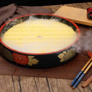 Hemoton Japanese Sushi Tray Dip On Ice Bowl Round Sushi Serving Tray Japanese Style Seafood Sashimi Plate Salad Dessert Dip Chiller Ice Chamber Bowl for Restaurant Picnics Parties Snack Food Plate