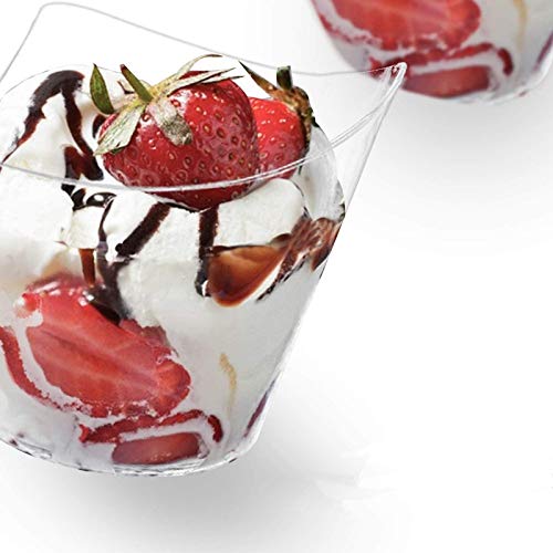 100Pcs/set Dessert Cups Mini Cubes Clear Tasting Sample Glass Containers Elegant Square Plastic Bowls Disposable