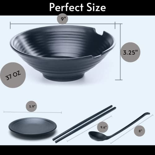 RCElite Ramen Bowl Set - Unbreakable - Pho Bowl - Ramen Bowls w/Spoons & Chopsticks - Set Of 2