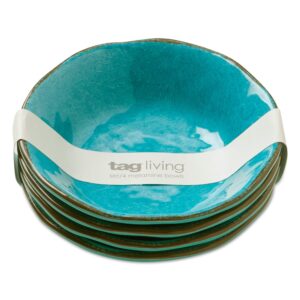 tag - veranda melamine bowl, durable, bpa-free and great for outdoor or casual meals, ocean blue (set of 4)