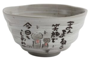 mino ware japanese pottery rice bowl jizo stone statues gray sanaegama made in japan (japan import) ksc001