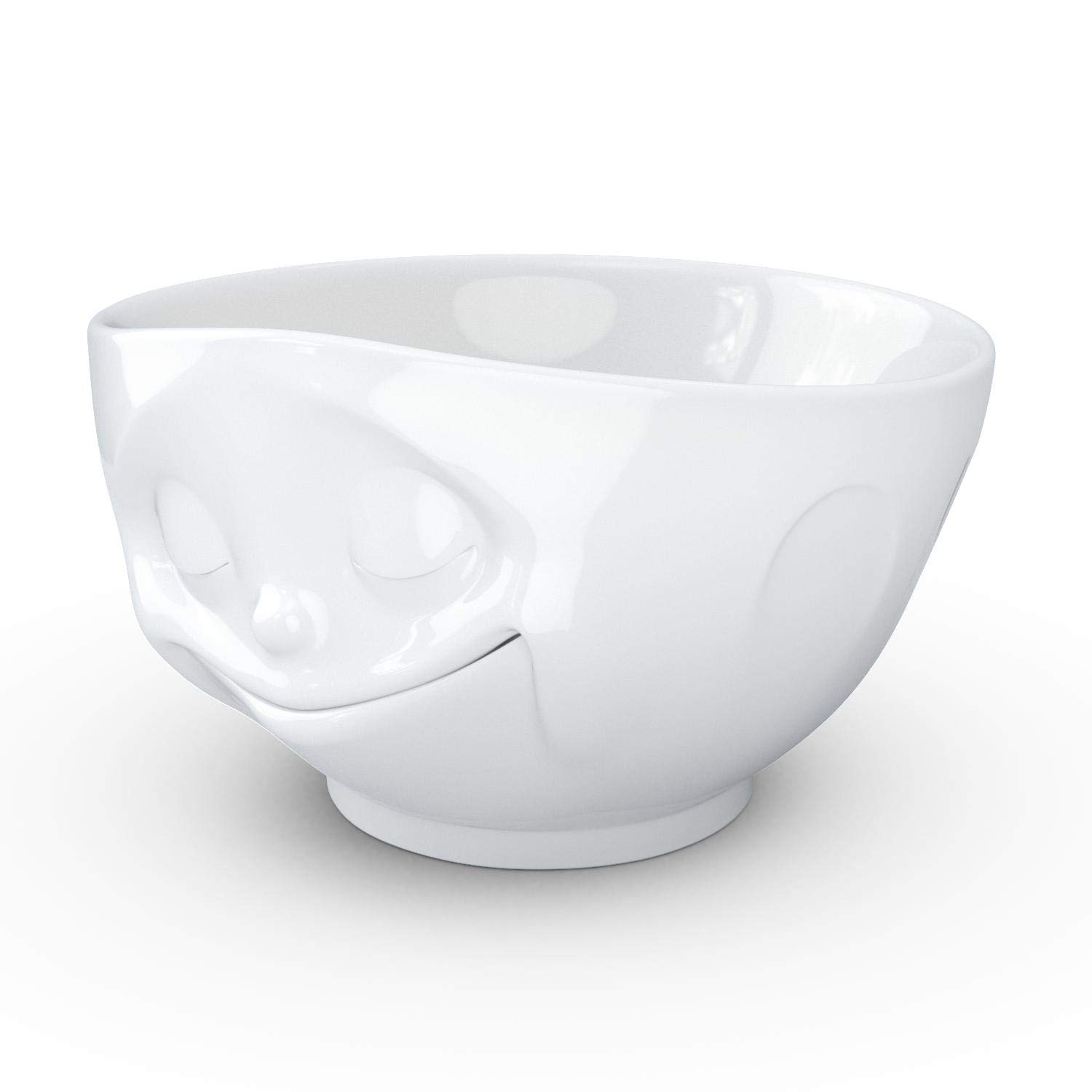 FIFTYEIGHT PRODUCTS TASSEN Porcelain Bowl, Happy Face Edition, 16 oz. White, (Single Bowl) for Serving Cereal, Soup