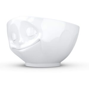 FIFTYEIGHT PRODUCTS TASSEN Porcelain Bowl, Happy Face Edition, 16 oz. White, (Single Bowl) for Serving Cereal, Soup