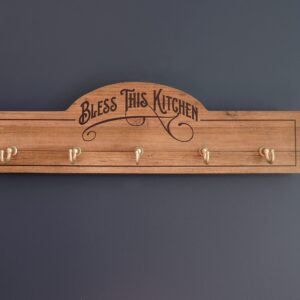 Cathedral Art Abbey & CA Gift Bless This Kitchen Wall Utensil Holder W/5 Hooks, One Size, Multi