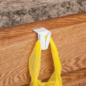 Gadjit Kitchen Towel & Plastic Bag Hanger (Pack of 3) - Clever Device Hangs Over Any Cabinet Door or Drawer (3/4" to 7/8" Front Panel Depth) to Create an Instant Towel or Waste Bag Holder (White)