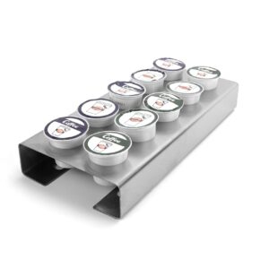 Polar Whale Brushed Stainless Steel Coffee Pod Organizer Storage Tray Counter Stand or Wall Mount Compatible with Keurig K-Cup KCup for Kitchen Home Office Waterproof 19 x 14.5 Inches Holds 48