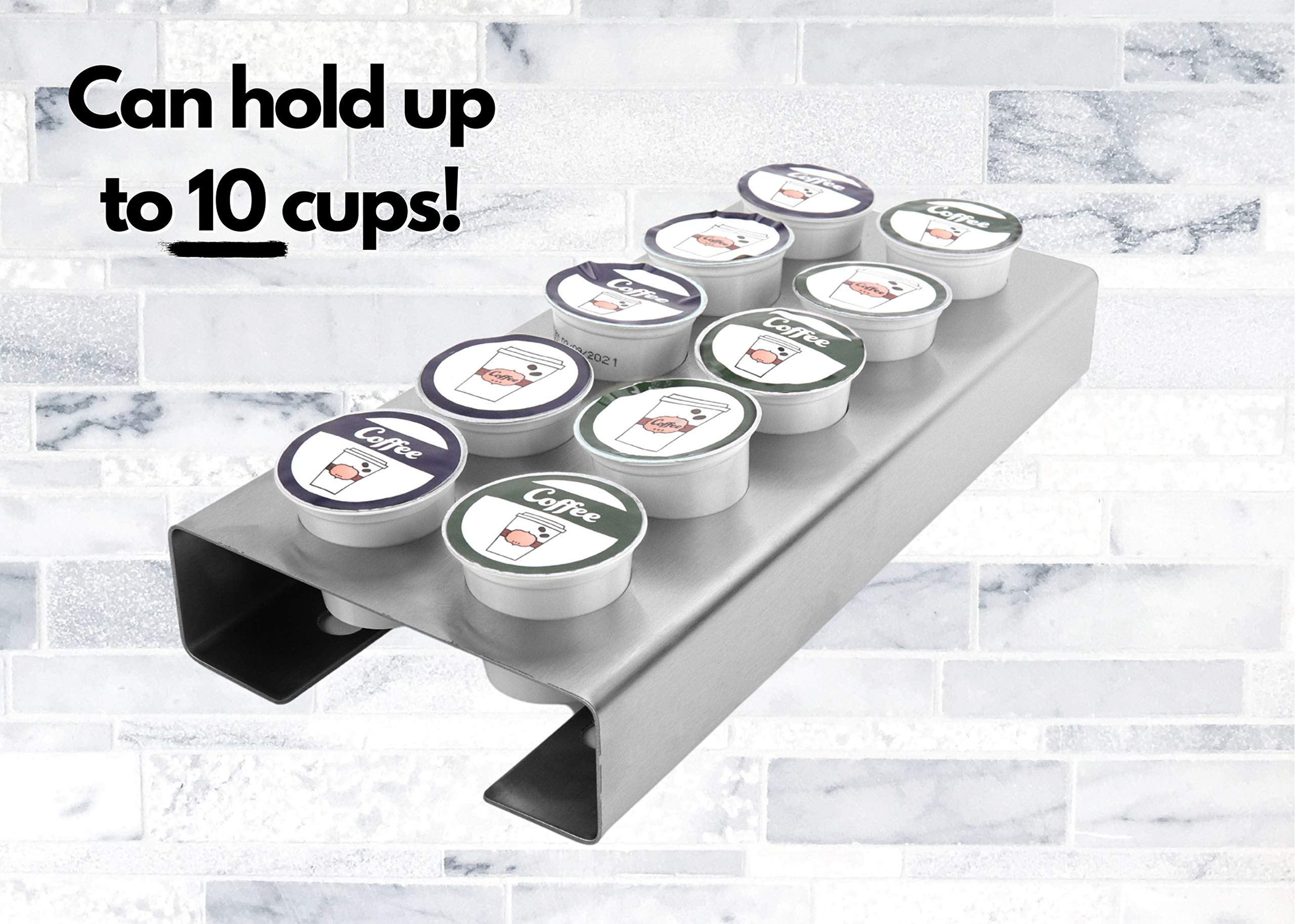 Polar Whale Brushed Stainless Steel Coffee Pod Organizer Storage Tray Counter Stand or Wall Mount Compatible with Keurig K-Cup KCup for Kitchen Home Office Waterproof 19 x 14.5 Inches Holds 48