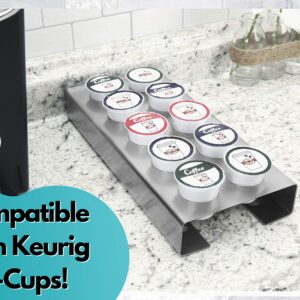 Polar Whale Brushed Stainless Steel Coffee Pod Organizer Storage Tray Counter Stand or Wall Mount Compatible with Keurig K-Cup KCup for Kitchen Home Office Waterproof 19 x 14.5 Inches Holds 48