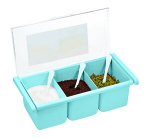southern homewares 3 container spice pot blue acrylic with spoons and lid seasoning box spice serving box table service