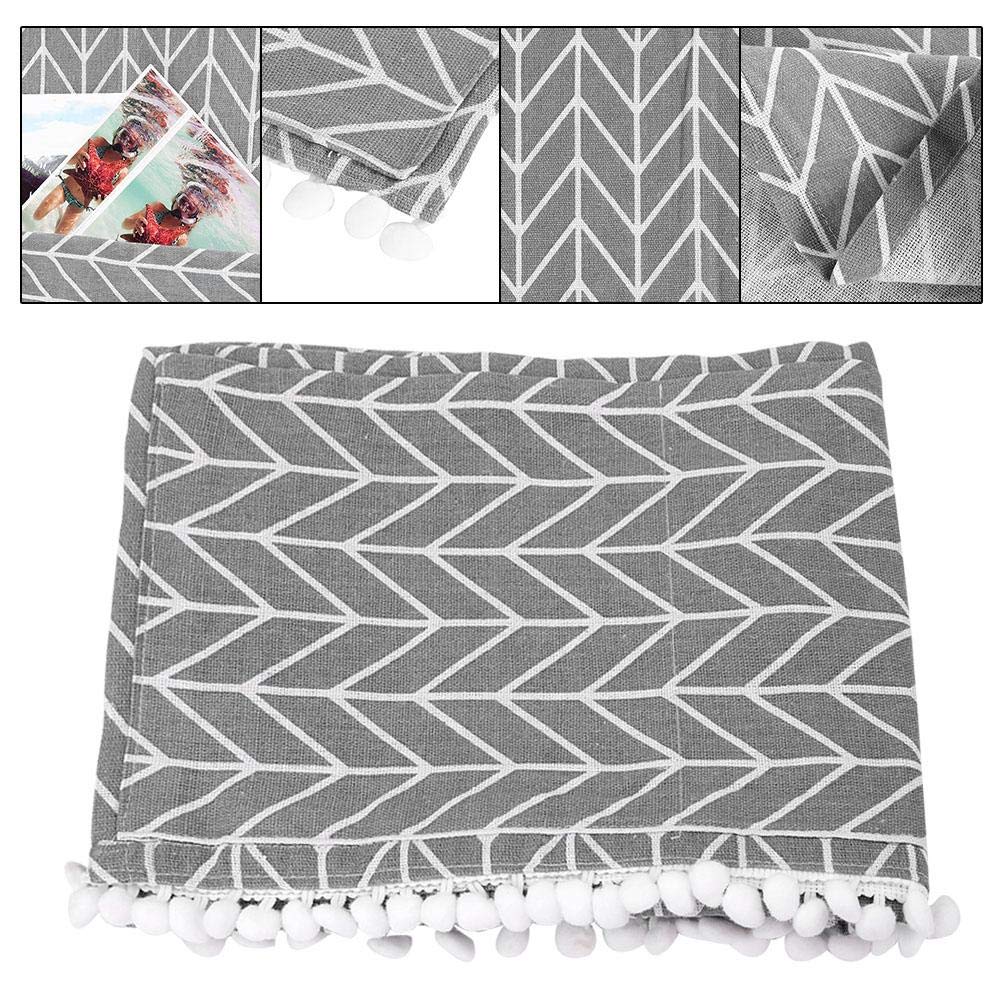 Fridge Dust Cover Multi-Purpose Washing Machine Cotton Linen Top Cover with Side Storage Pockets-Grey White Stripes(51x21inch)