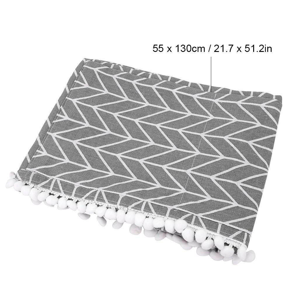 Fridge Dust Cover Multi-Purpose Washing Machine Cotton Linen Top Cover with Side Storage Pockets-Grey White Stripes(51x21inch)