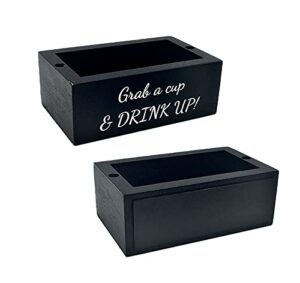 elvonis black double solo cup holder with marker slot - “mark your cup and drink up” cup organizer and dispenser with erasable chalkboard.