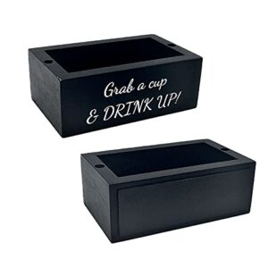 Elvonis Black Double Solo Cup Holder with Marker Slot - “Mark Your Cup and Drink Up” Cup Organizer and Dispenser with Erasable Chalkboard.