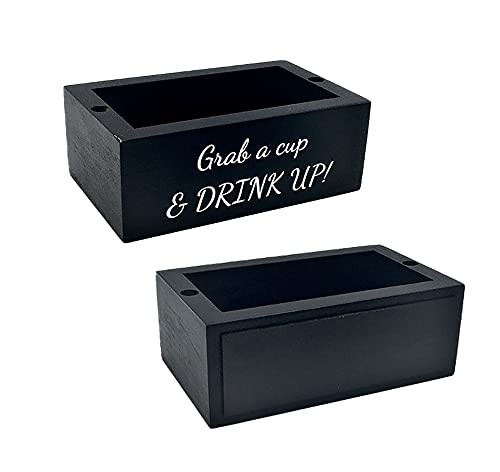 Elvonis Black Double Solo Cup Holder with Marker Slot - “Mark Your Cup and Drink Up” Cup Organizer and Dispenser with Erasable Chalkboard.