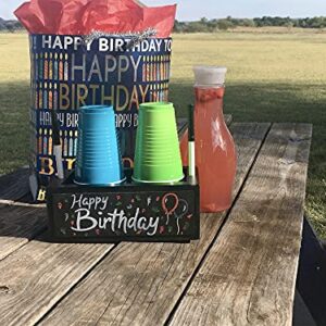 Elvonis Black Double Solo Cup Holder with Marker Slot - “Mark Your Cup and Drink Up” Cup Organizer and Dispenser with Erasable Chalkboard.