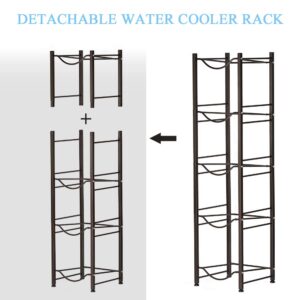 5 Gallon Water Bottle Holder Water Cooler Jug Rack 5 Tier Water Jug Holder Storage Racks Organizer Heavy Duty Detachable for 5 Bottles Home, Kitchen, Office, Black