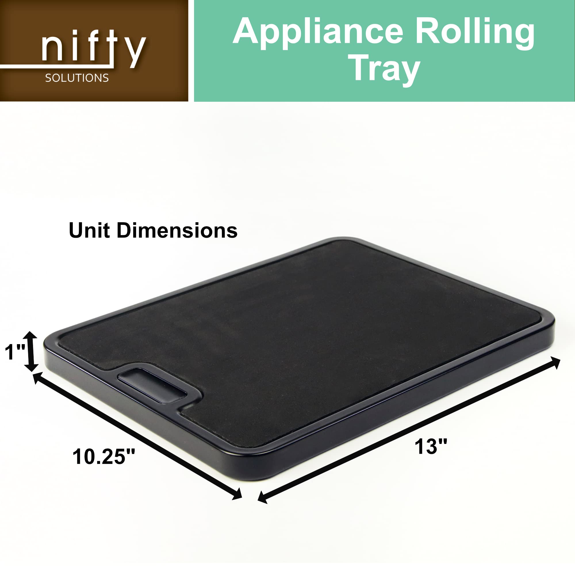 Nifty Small & Medium Appliance Rolling Tray - Red, Home Kitchen Counter Organizer, Integrated Rolling System, Non-Slip Pad Top for Coffee Maker, Stand Mixer, Blender, Toaster