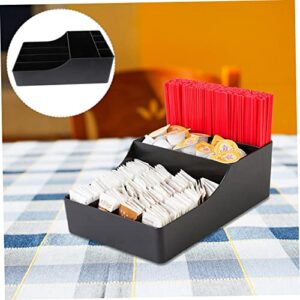 Yardwe Classification Storage Box Desk Valet Tray compaertment Condiment Accessory Tray Sugar Bag Container Acrylic Tea Bag Holder Condiment Organizer Jewelry Coffee Locker Plastic