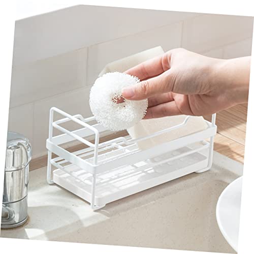 Veemoon Multi-Purpose Storage Rack Soap Sponge Holder Hanging Storage Shelves Sink Tidy Kitchen Soap Tray Drawer Shelf Dish Locker Shelf Iron Rack White Iron + Drain Rack Multipurpose