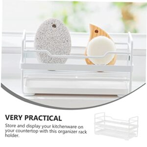 Veemoon Multi-Purpose Storage Rack Soap Sponge Holder Hanging Storage Shelves Sink Tidy Kitchen Soap Tray Drawer Shelf Dish Locker Shelf Iron Rack White Iron + Drain Rack Multipurpose