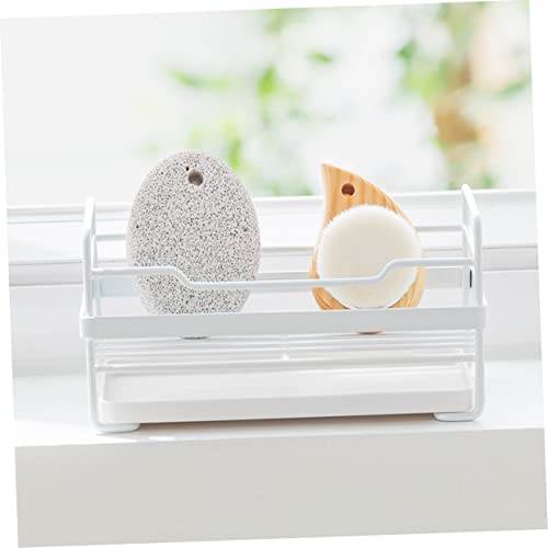 Veemoon Multi-Purpose Storage Rack Soap Sponge Holder Hanging Storage Shelves Sink Tidy Kitchen Soap Tray Drawer Shelf Dish Locker Shelf Iron Rack White Iron + Drain Rack Multipurpose