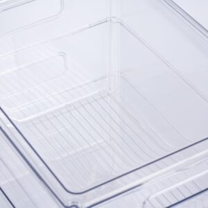 Ezee space XL Clear Plastic Storage Bins with Lids - 3 Pack- Acrylic Storage Containers for Home, Kitchen, Pantry & Closet, Extra Large Freezer and Pantry Lucite bins for organizing - 12X12X7