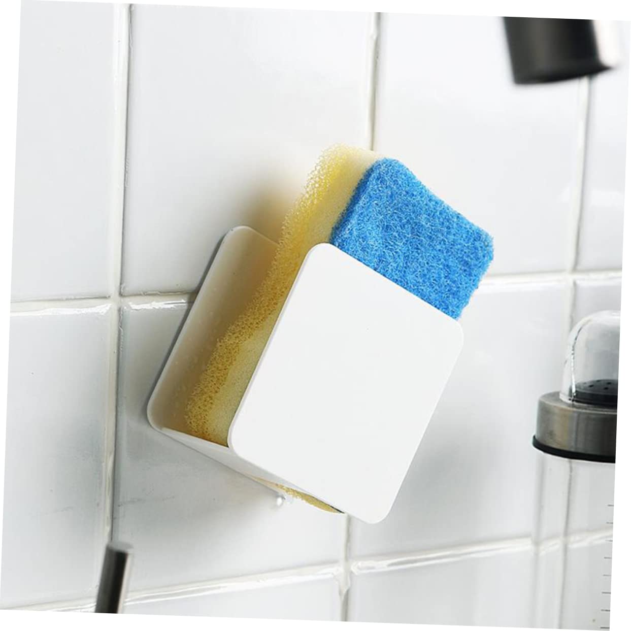 Hemoton Sponge Holder for Sink 2pcs Sink Drain Rack Kitchen Sink Sponge Holder Kitchen Sink Suction Holder Scouring Pad Holder Sponge Holder for Kitchen Storage Rack Hanger White Wall