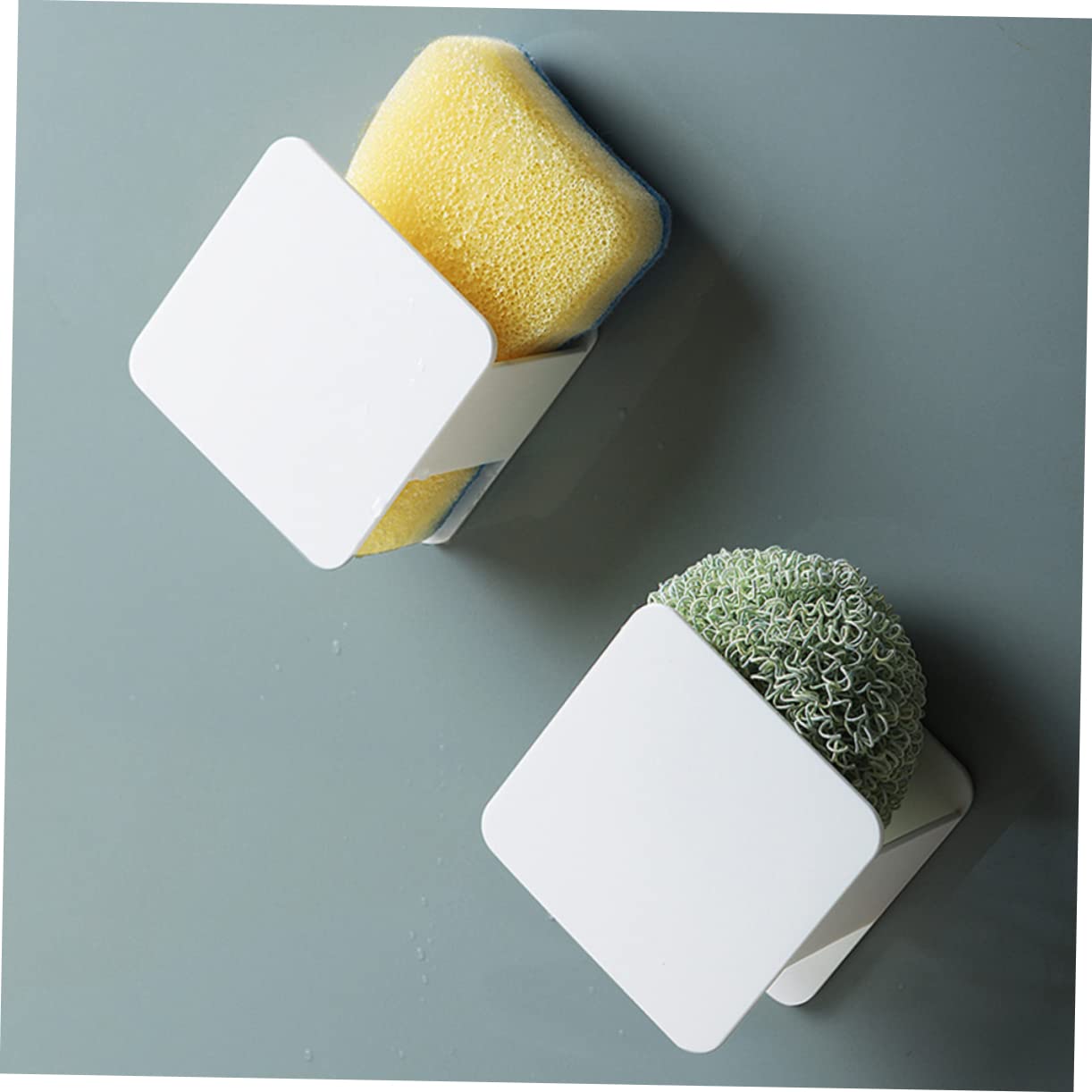 Hemoton Sponge Holder for Sink 2pcs Sink Drain Rack Kitchen Sink Sponge Holder Kitchen Sink Suction Holder Scouring Pad Holder Sponge Holder for Kitchen Storage Rack Hanger White Wall