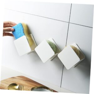 Hemoton Sponge Holder for Sink 2pcs Sink Drain Rack Kitchen Sink Sponge Holder Kitchen Sink Suction Holder Scouring Pad Holder Sponge Holder for Kitchen Storage Rack Hanger White Wall