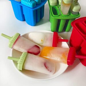 Silicone Popsicle Molds Shapes 6-Cavity Reusable Homemade Ice Pop Maker Molds with Lids, BPA Free & Easy Release, Green