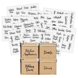 good karma studio 150 labels for storage bins + 15 blank labels, household labels, farmhouse font, linen closet, home office, kids', garage