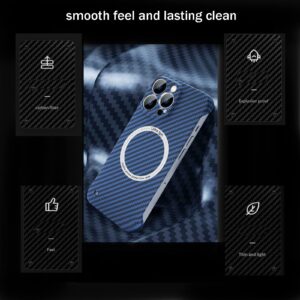 XIRUJNFD New Carbon Fiber Texture Magnetic Charging Phone Case for iPhone 11/12/13 Pro Max, Borderless Shockproof Phone Case (Black,iphone12Pro)