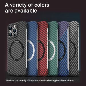XIRUJNFD New Carbon Fiber Texture Magnetic Charging Phone Case for iPhone 11/12/13 Pro Max, Borderless Shockproof Phone Case (Black,iphone12Pro)