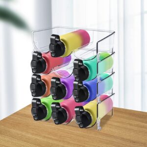 4 Pack Water Bottle Organizer for Cabinet, Pantry, Freezer. Stackable Water Bottle Storage Rack, Plastic Cup Holder for Kitchen Countertop Storage, Sports Flask, Baby Bottle, Water Bottle Storage